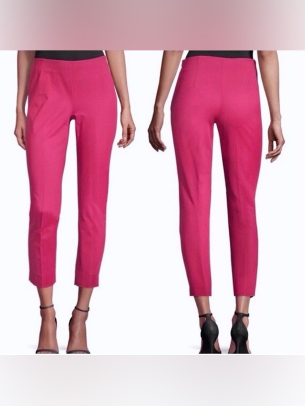Lafayette 148 Bleeker Cropped Pants Hot Pink Stretch Size 6